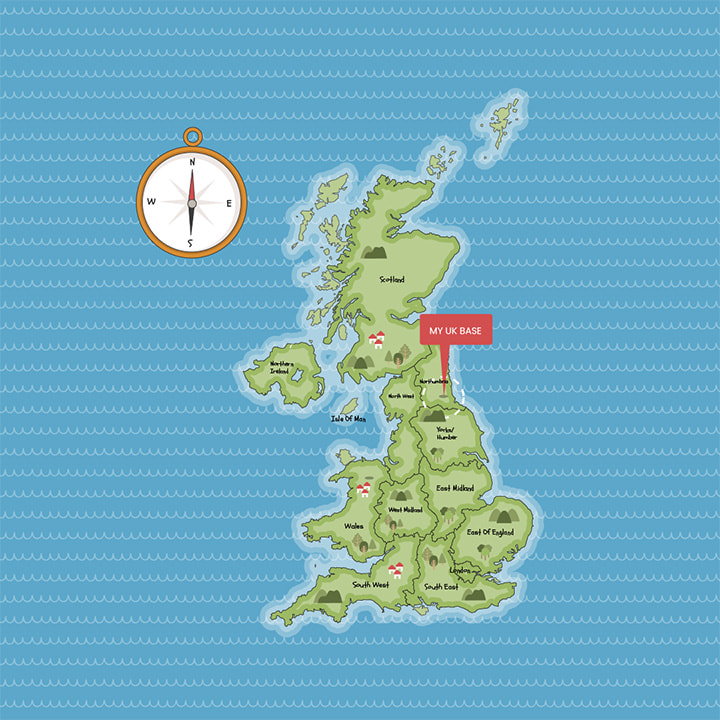HiJack Web Design UK Service Area Map: Newcastle, Durham, Hexham, Northumberland, Cumbria