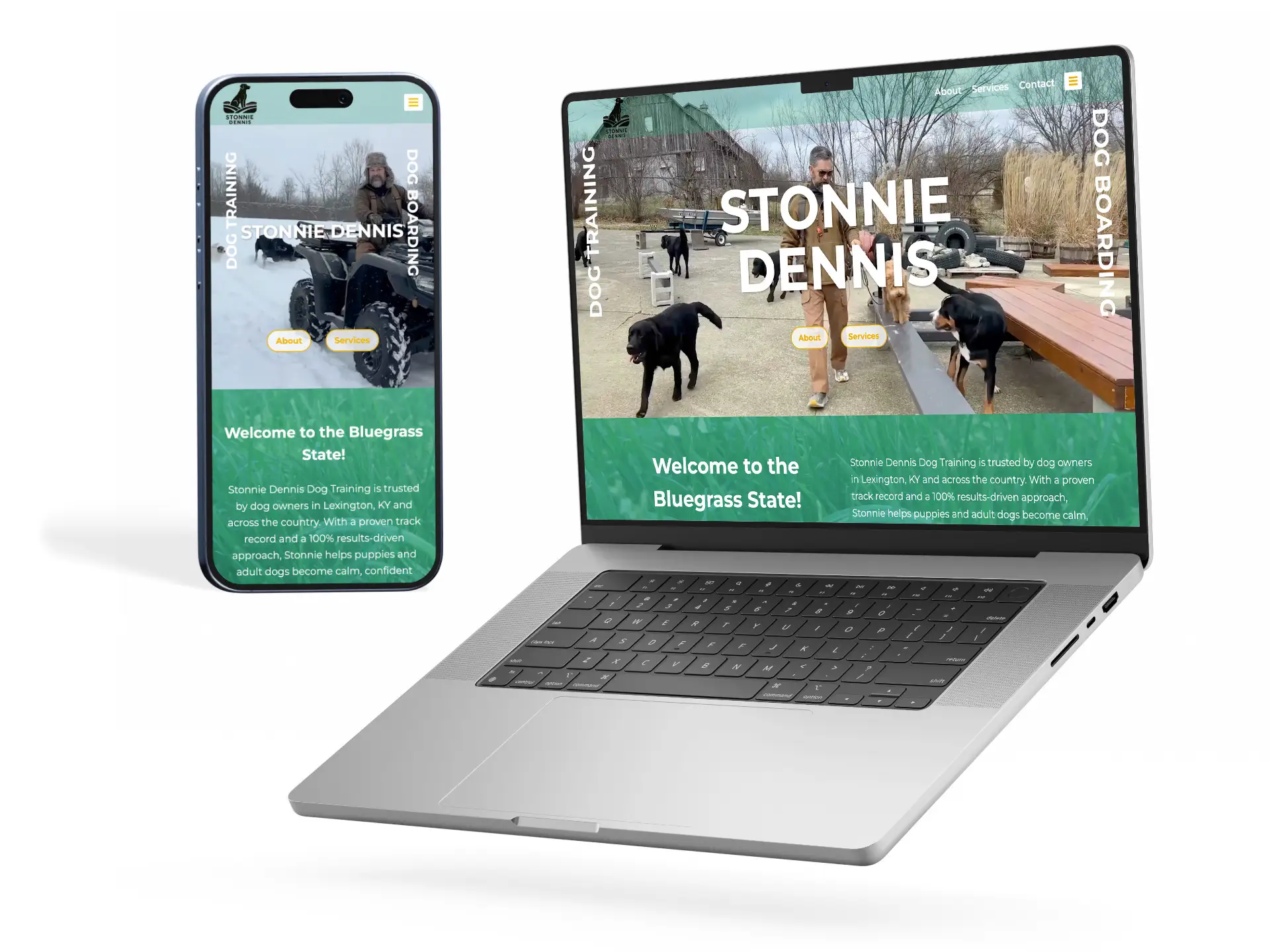 HiJack Web Design Portfolio image of client Stonnie Dennis Dog Trainer and YouTube influencer