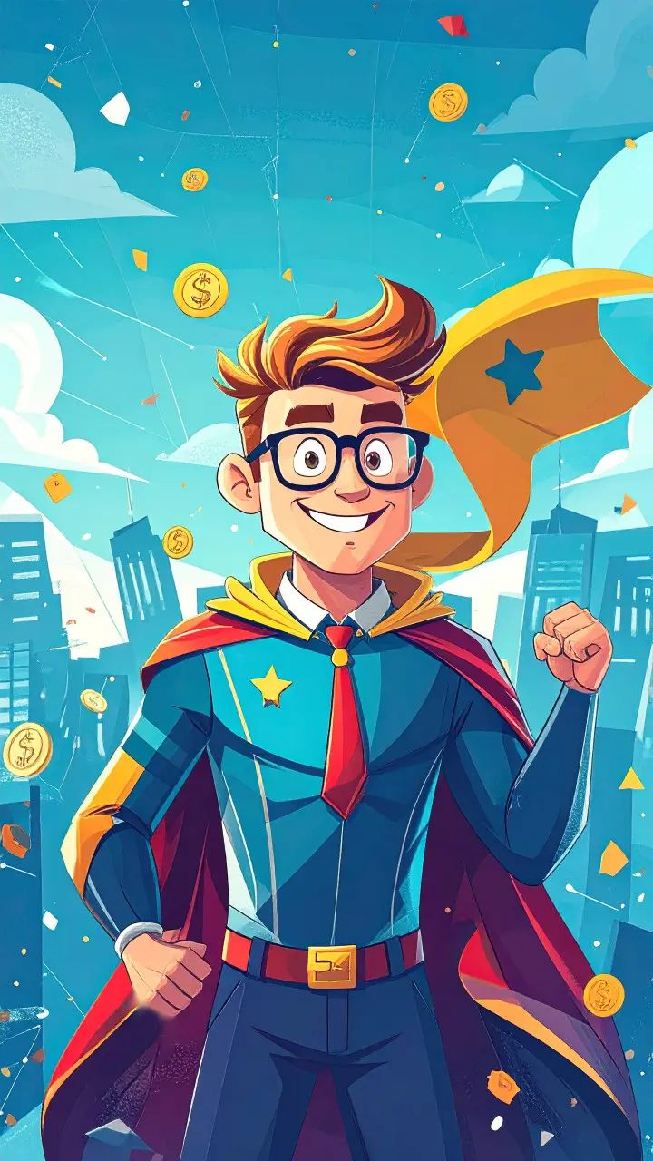 Cartoon image of Jack owner of HiJack Web Design as a superhero, best web designer in North England