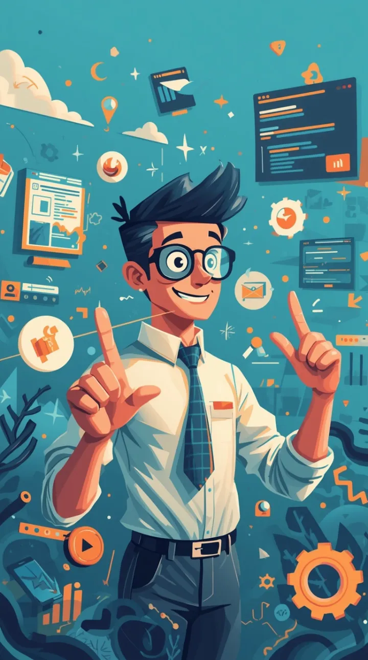 Cartoon illustration of HiJack Web Design doing WordPress Website Design Sunderland